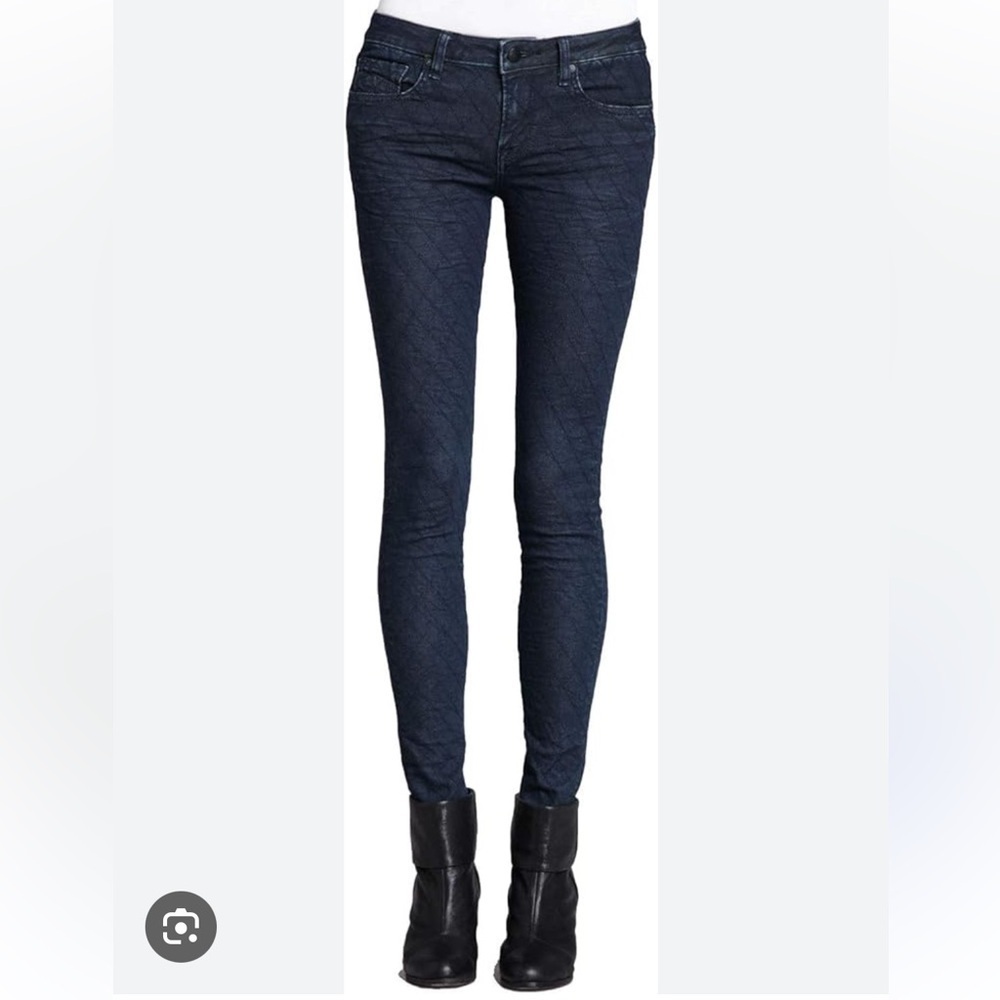 D-ID Dark Wash Quilted Skinny Jeans